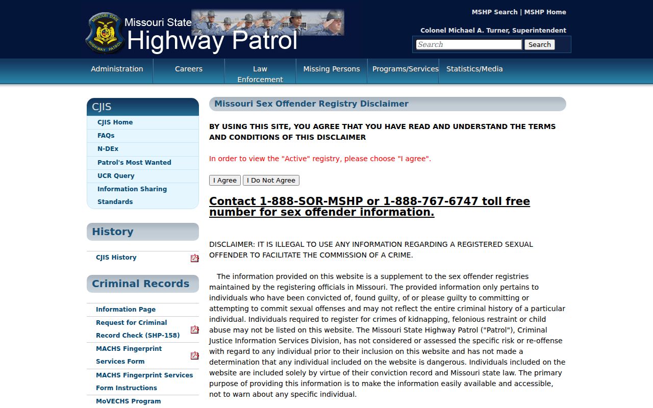DeKalb County sex offender check on the Missouri registry search page